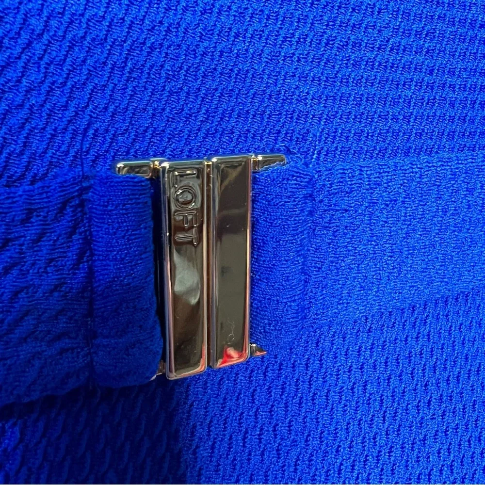 Loft XL Solid Blue Asymmetrical Textured One‎ Piece Swimsuit One Shoulder NEW